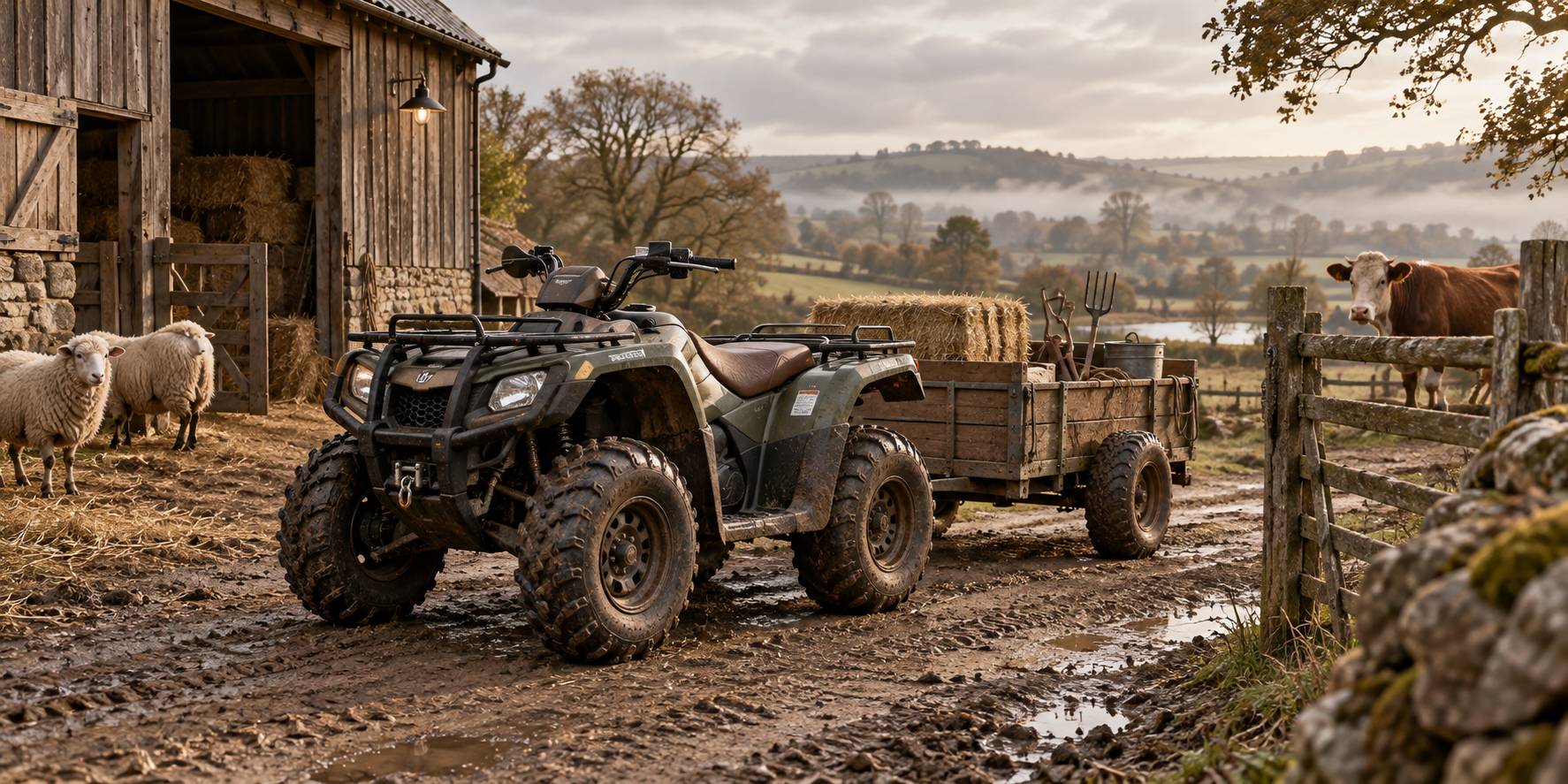 Illustration éditoriale du sujet : Le Quad Agricole : Un Allié Polyvalent pour les Travaux Ruraux